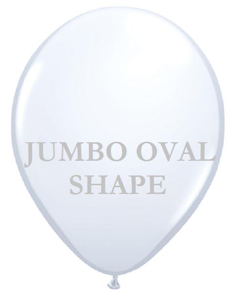 White Jumbo Oval Shape Helium Latex Balloon